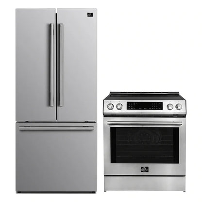 FORNO 2-Piece SS Kitchen Bundle - 30" Induction Range and 31" Bottom Freezer Refrigerator - Forno Appliances