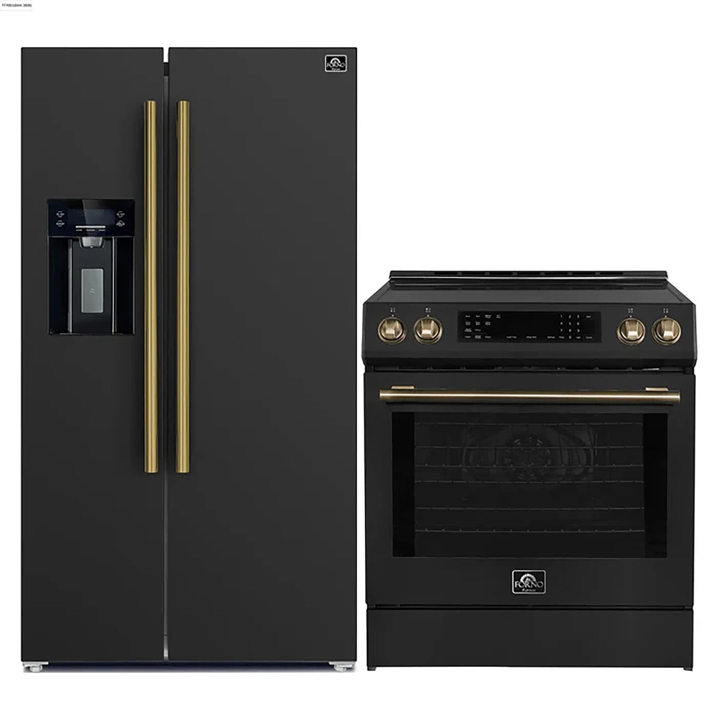 FORNO 2-Piece Black Kitchen Bundle - 30" Induction Range and 36" Bottom Freezer Refrigerator - Forno Appliances