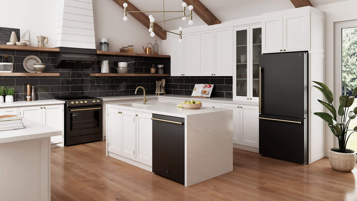 Cuisinière à induction encastrable noire Forno Leonardo Espresso de 30 pouces, four à convection, 5 zones de cuisson, panneau de commande tactile