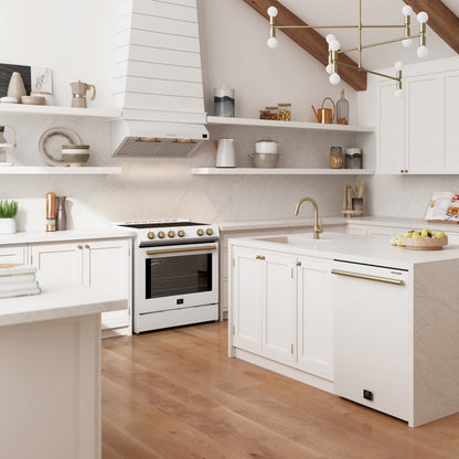 Campana extractora Forno Bari Espresso de 30 pulgadas, color blanco, 600 CFM, iluminación LED, filtros deflectores aptos para lavavajillas, control de ventilador de 3 velocidades