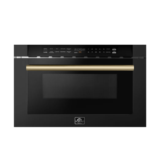 Microondas Forno Capoliveri Espresso de 24 pulgadas, color negro, 1.2 pies cúbicos, 1000 vatios, integrado, pantalla LCD táctil, apertura y cierre automáticos, 11 niveles de potencia, sensor de cocción