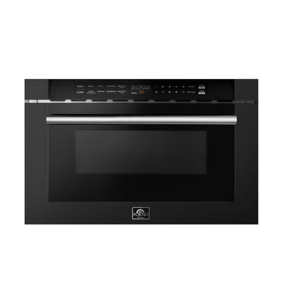 Microondas Forno Capoliveri Espresso de 24 pulgadas, color negro, 1.2 pies cúbicos, 1000 vatios, integrado, pantalla LCD táctil, apertura y cierre automáticos, 11 niveles de potencia, sensor de cocción