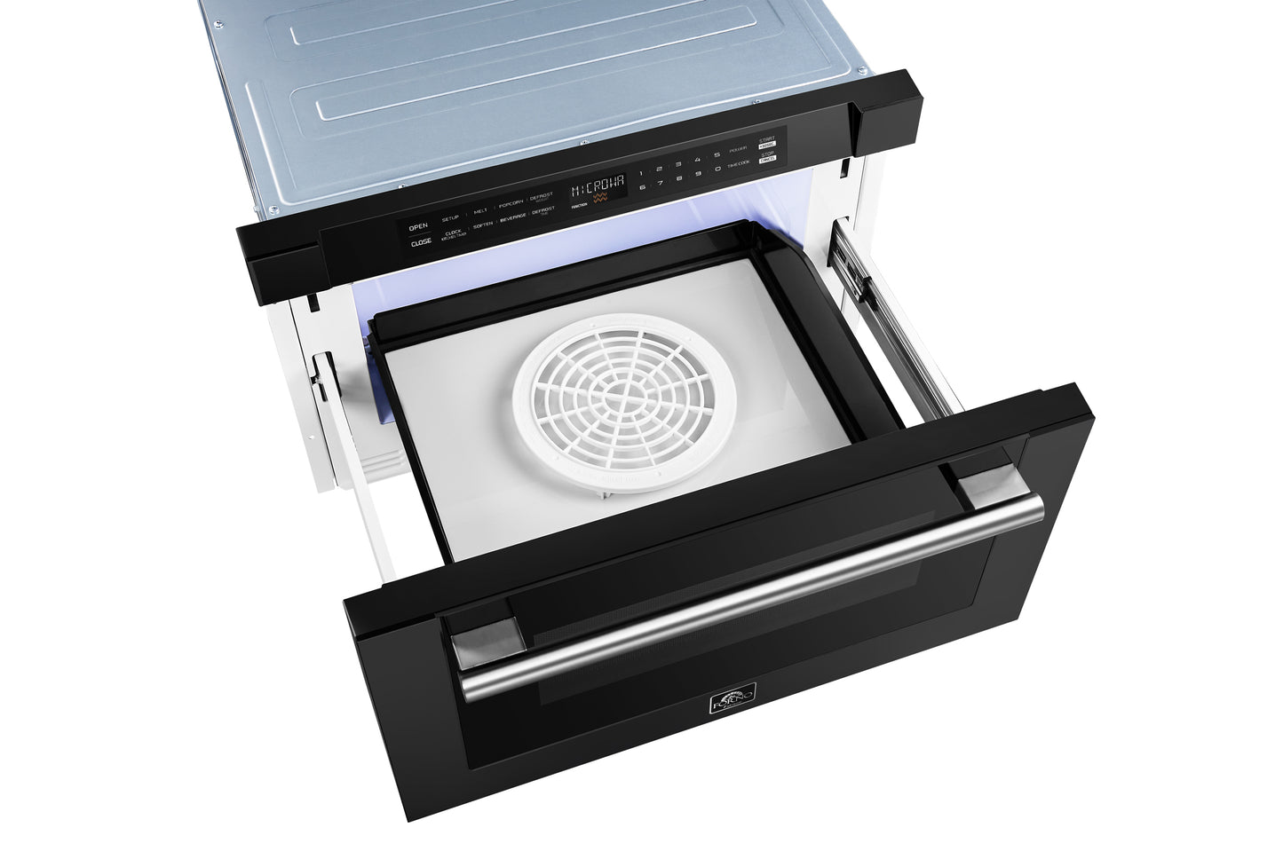 Microondas Forno Capoliveri Espresso de 24 pulgadas, color negro, 1.2 pies cúbicos, 1000 vatios, integrado, pantalla LCD táctil, apertura y cierre automáticos, 11 niveles de potencia, sensor de cocción