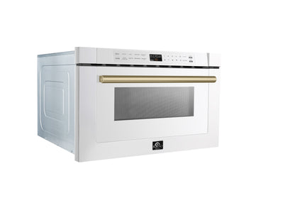 Microondas Forno Capoliveri Espresso de 24 pulgadas, blanco, 1.2 pies cúbicos, 1000 vatios, integrado, pantalla LCD táctil, apertura y cierre automáticos, 11 niveles de potencia, cocción con sensor