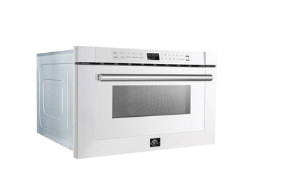Microondas Forno Capoliveri Espresso de 24 pulgadas, blanco, 1.2 pies cúbicos, 1000 vatios, integrado, pantalla LCD táctil, apertura y cierre automáticos, 11 niveles de potencia, cocción con sensor