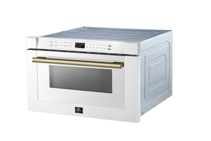 Microondas Forno Capoliveri Espresso de 24 pulgadas, blanco, 1.2 pies cúbicos, 1000 vatios, integrado, pantalla LCD táctil, apertura y cierre automáticos, 11 niveles de potencia, cocción con sensor