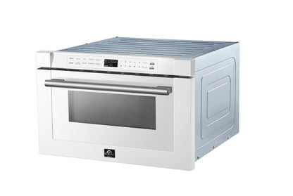 Microondas Forno Capoliveri Espresso de 24 pulgadas, blanco, 1.2 pies cúbicos, 1000 vatios, integrado, pantalla LCD táctil, apertura y cierre automáticos, 11 niveles de potencia, cocción con sensor