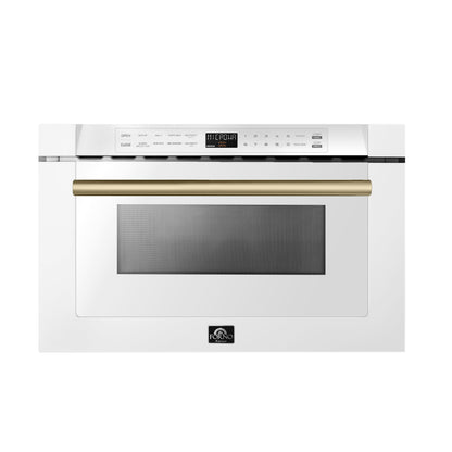 Microondas Forno Capoliveri Espresso de 24 pulgadas, blanco, 1.2 pies cúbicos, 1000 vatios, integrado, pantalla LCD táctil, apertura y cierre automáticos, 11 niveles de potencia, cocción con sensor