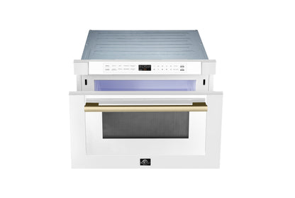 Microondas Forno Capoliveri Espresso de 24 pulgadas, blanco, 1.2 pies cúbicos, 1000 vatios, integrado, pantalla LCD táctil, apertura y cierre automáticos, 11 niveles de potencia, cocción con sensor