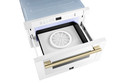 Microondas Forno Capoliveri Espresso de 24 pulgadas, blanco, 1.2 pies cúbicos, 1000 vatios, integrado, pantalla LCD táctil, apertura y cierre automáticos, 11 niveles de potencia, cocción con sensor