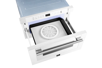 Microondas Forno Capoliveri Espresso de 24 pulgadas, blanco, 1.2 pies cúbicos, 1000 vatios, integrado, pantalla LCD táctil, apertura y cierre automáticos, 11 niveles de potencia, cocción con sensor