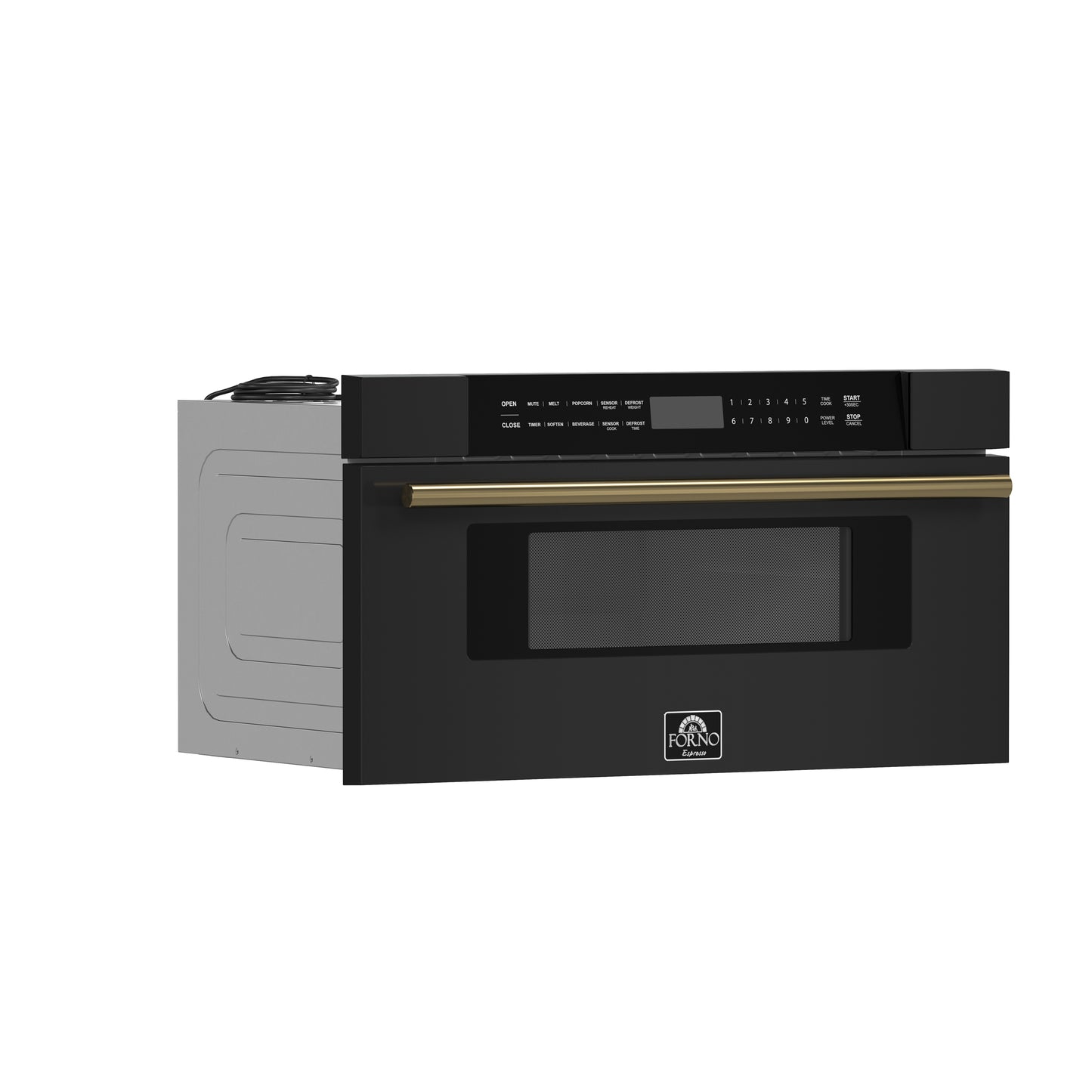 Microondas Forno Capoliveri Espresso de 30 pulgadas, color negro, 1.2 pies cúbicos, 1000 vatios, integrado, pantalla LCD táctil, apertura y cierre automáticos, 11 niveles de potencia, sensor de cocción
