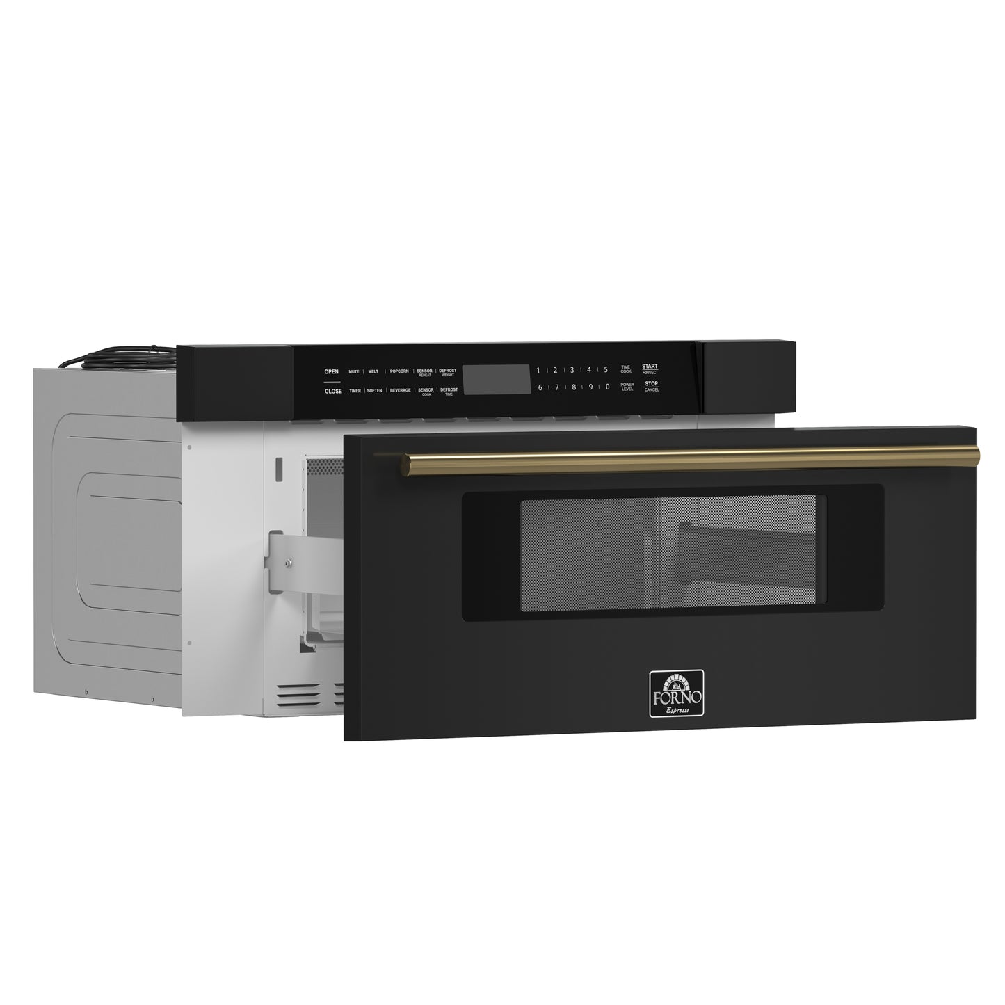 Microondas Forno Capoliveri Espresso de 30 pulgadas, color negro, 1.2 pies cúbicos, 1000 vatios, integrado, pantalla LCD táctil, apertura y cierre automáticos, 11 niveles de potencia, sensor de cocción