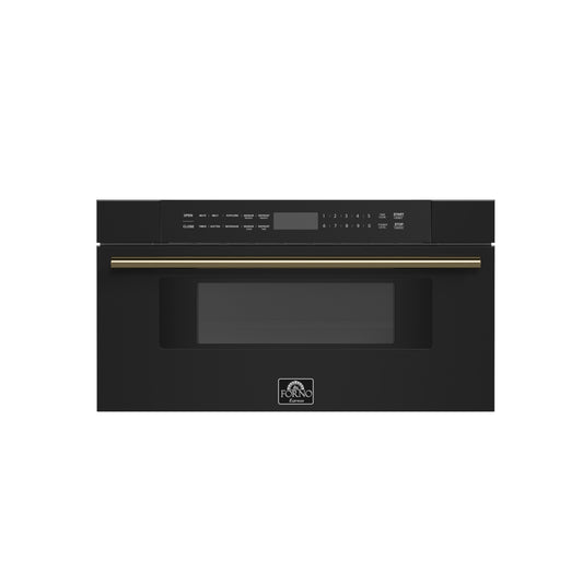 Microondas Forno Capoliveri Espresso de 30 pulgadas, color negro, 1.2 pies cúbicos, 1000 vatios, integrado, pantalla LCD táctil, apertura y cierre automáticos, 11 niveles de potencia, sensor de cocción