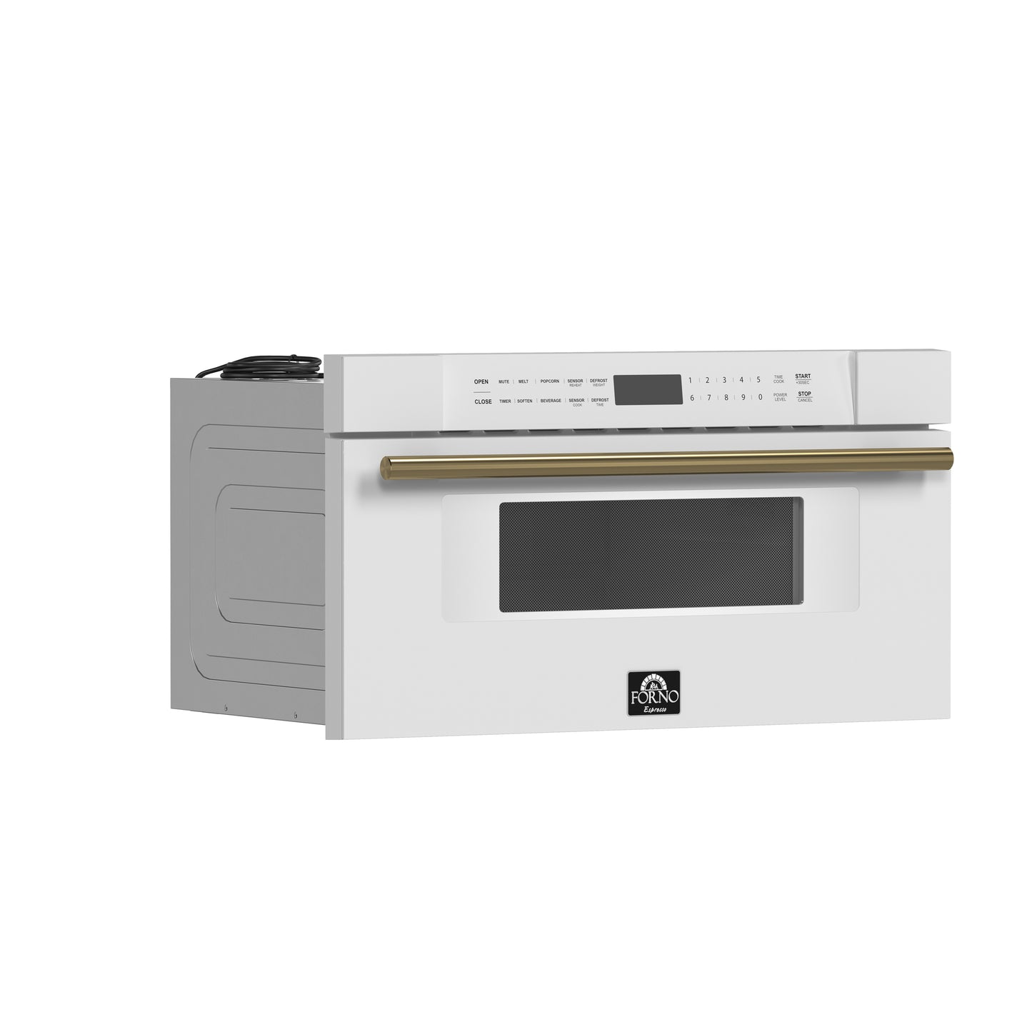 Microondas Forno Capoliveri Espresso de 30 pulgadas, blanco, 1.2 pies cúbicos, 1000 vatios, integrado, pantalla LCD táctil, apertura y cierre automáticos, 11 niveles de potencia, sensor de cocción