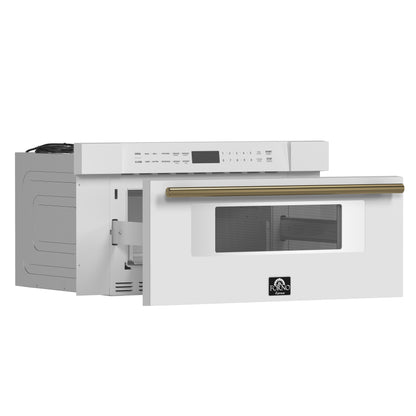 Microondas Forno Capoliveri Espresso de 30 pulgadas, blanco, 1.2 pies cúbicos, 1000 vatios, integrado, pantalla LCD táctil, apertura y cierre automáticos, 11 niveles de potencia, sensor de cocción