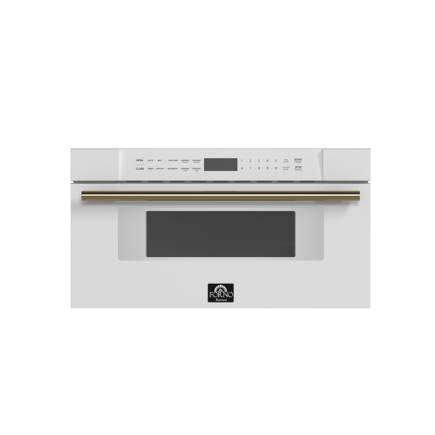 Microondas Forno Capoliveri Espresso de 30 pulgadas, blanco, 1.2 pies cúbicos, 1000 vatios, integrado, pantalla LCD táctil, apertura y cierre automáticos, 11 niveles de potencia, sensor de cocción