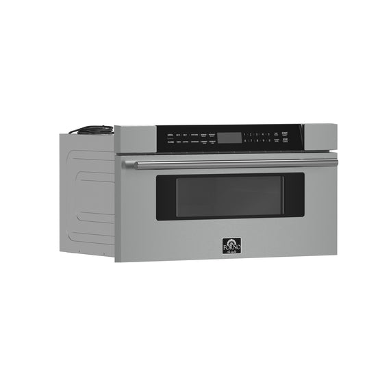 Forno Capoliveri Cajón Microondas de 30 Pulgadas, Acero Inoxidable, 1.2 pies cúbicos, 1500 Vatios, Empotrado, Control Táctil con Pantalla LCD, Apertura/Cierre Automático Táctil, 11 Niveles de Potencia, Cocina con Sensor