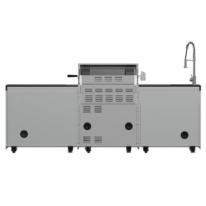 Barbacoa FORNO Bulnes de 76 cm, 60 000 BTU, 3 quemadores con quemadores infrarrojos para sellar y asar, cocina exterior de acero inoxidable con centro de bebidas de 547 ml y encimeras de granito negro.