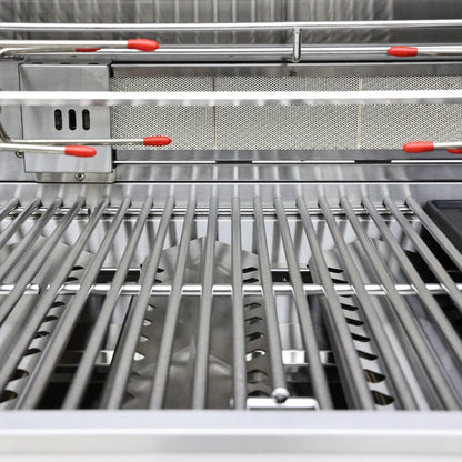 Barbacoa FORNO Bulnes de 40 pulgadas, 95,000 BTU, 5 quemadores, quemador infrarrojo para sellar y asar, cocina exterior de acero inoxidable con centro de bebidas de 1.8 pies cúbicos y encimeras de granito negro.