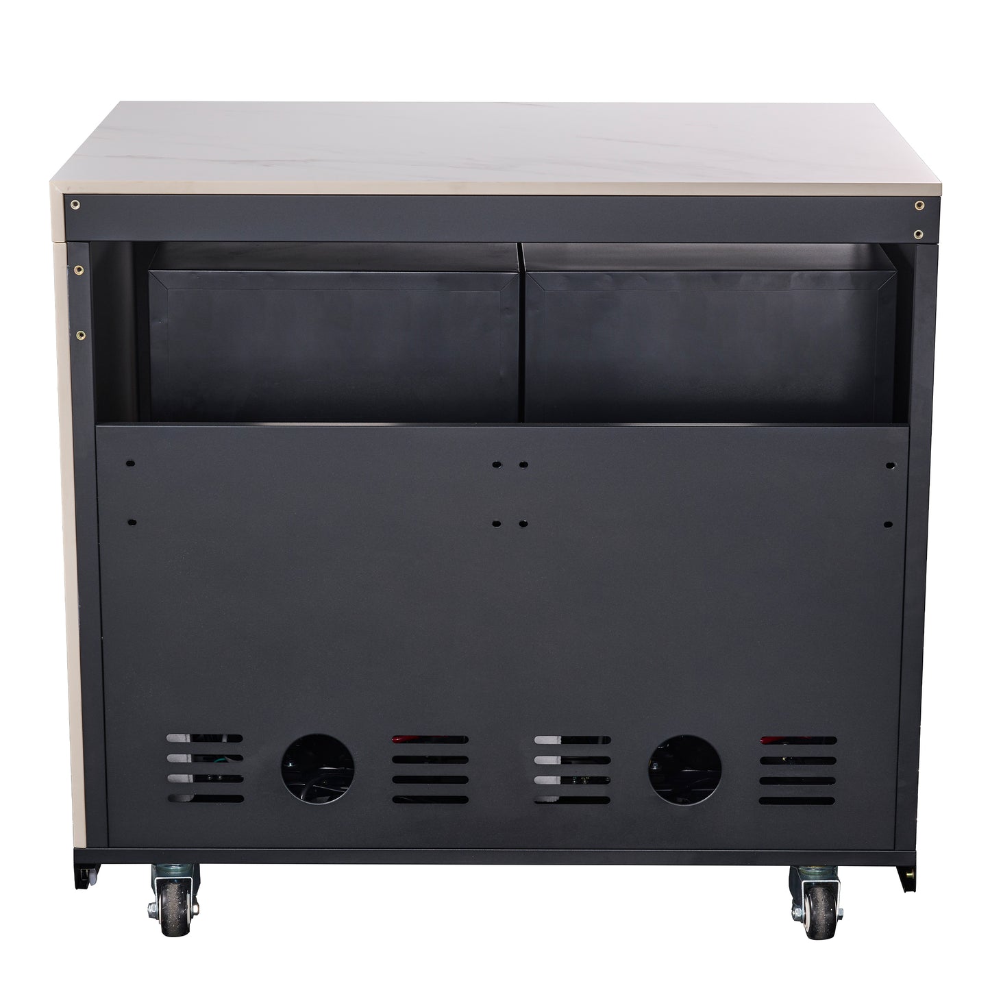 Cocina exterior Forno Rimini: barbacoa de 76 cm, 62 600 BTU, refrigerador de 1,4 m³, encimeras blancas