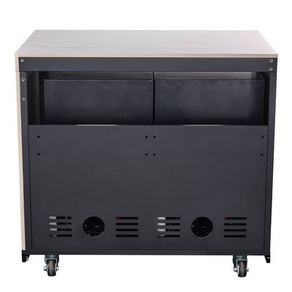 Cocina exterior Forno Rimini: barbacoa de 76 cm, 62 600 BTU, refrigerador de 1,4 m³, encimeras blancas