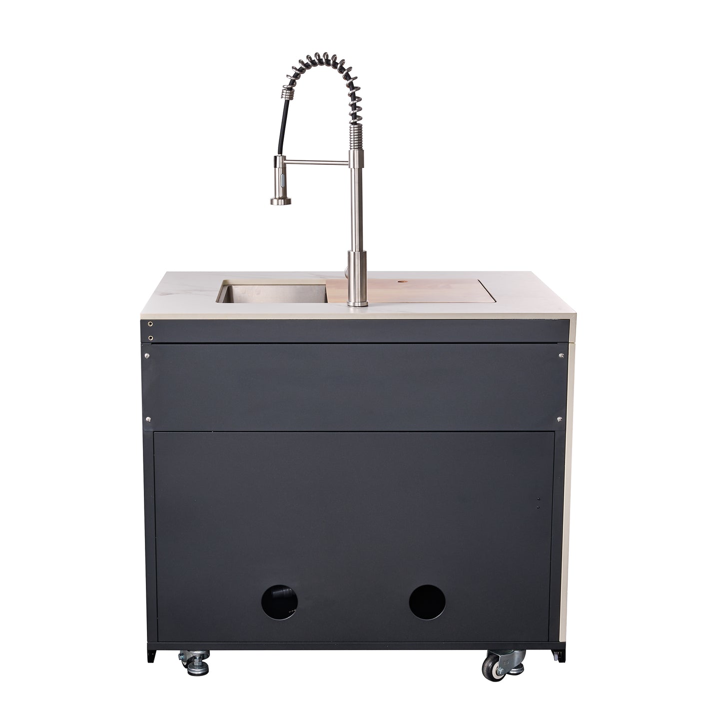 Cocina exterior Forno Rimini: barbacoa de 76 cm, 62 600 BTU, refrigerador de 1,4 m³, encimeras blancas