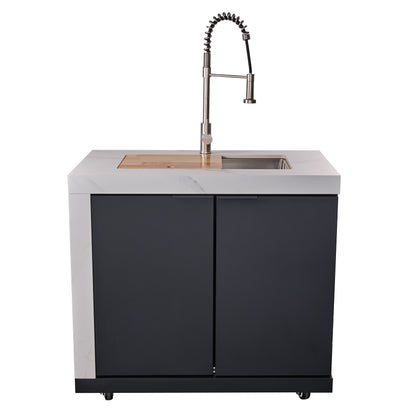 Cocina exterior Forno Rimini: barbacoa de 76 cm, 62 600 BTU, refrigerador de 1,4 m³, encimeras blancas