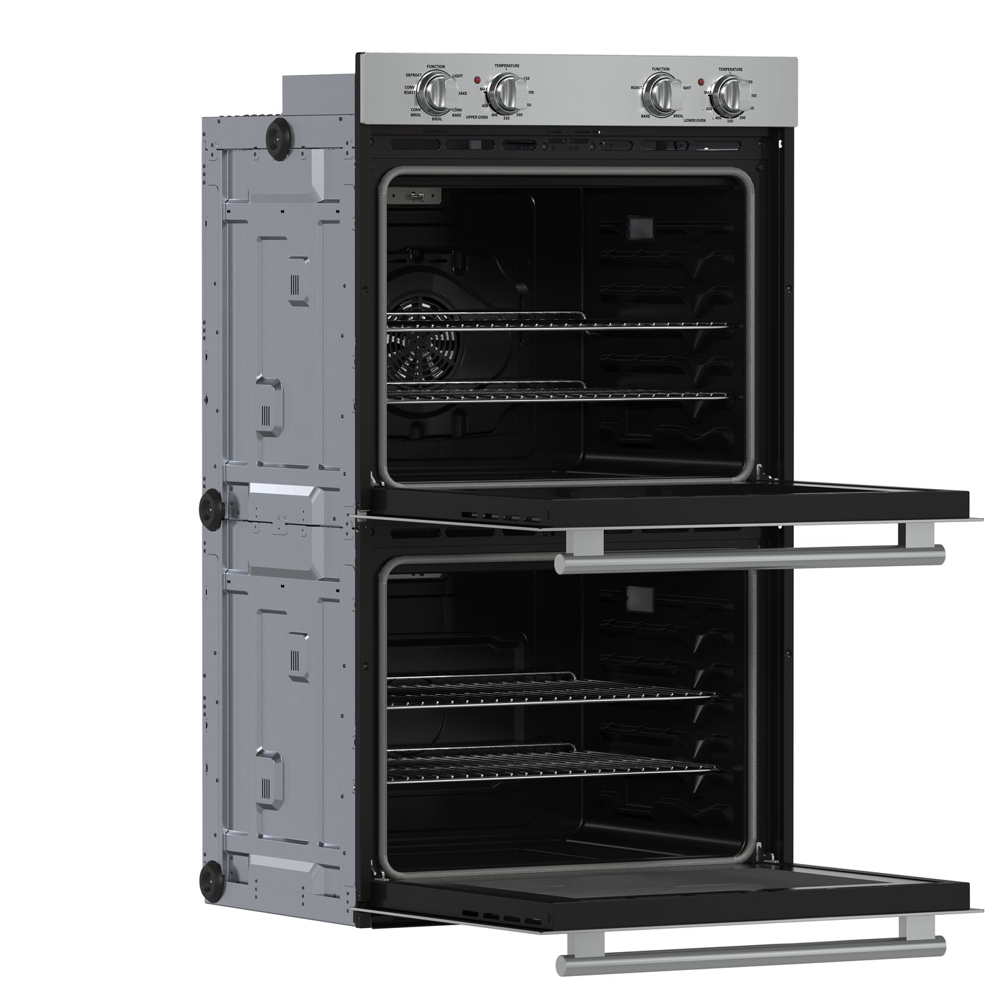 Horno de pared doble Forno Vomero de 30 pulgadas, acero inoxidable, capacidad total de 10 pies cúbicos, convección de 7100 W, controles mecánicos, función de autolimpieza