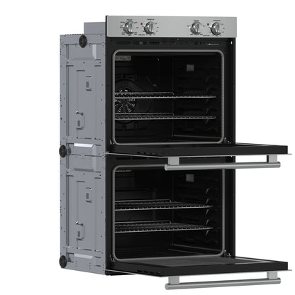 Horno de pared doble Forno Vomero de 30 pulgadas, acero inoxidable, capacidad total de 10 pies cúbicos, convección de 7100 W, controles mecánicos, función de autolimpieza