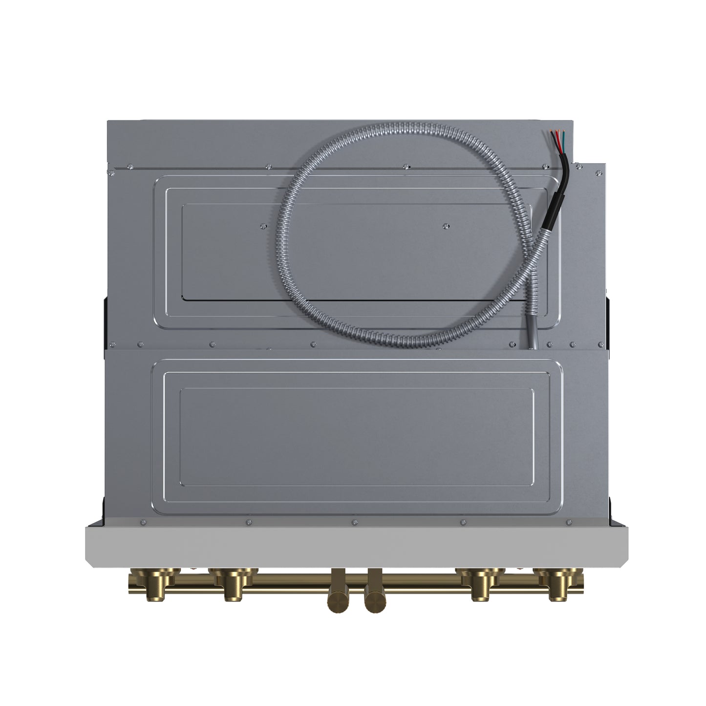 Horno de pared eléctrico doble Forno Asti de 30 pulgadas con puertas francesas superiores en blanco y latón antiguo, 7.36 pies cúbicos, doble convección real, 7200 W, freidora de aire, sous vide, autolimpieza