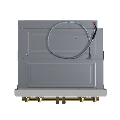 Horno de pared eléctrico doble Forno Asti de 30 pulgadas con puertas francesas superiores en blanco y latón antiguo, 7.36 pies cúbicos, doble convección real, 7200 W, freidora de aire, sous vide, autolimpieza