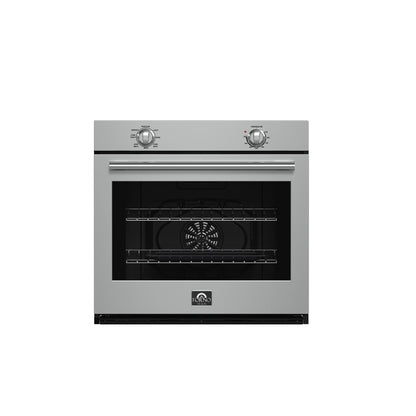 Horno de pared Forno Vomero de 30 pulgadas, acero inoxidable, capacidad de 5 pies cúbicos, 3550 vatios de convección, controles mecánicos, función de autolimpieza