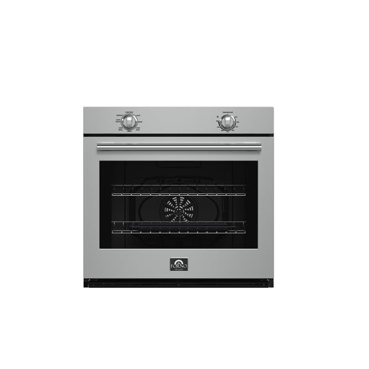 Horno de pared Forno Vomero de 30 pulgadas, acero inoxidable, capacidad de 5 pies cúbicos, 3550 vatios de convección, controles mecánicos, función de autolimpieza