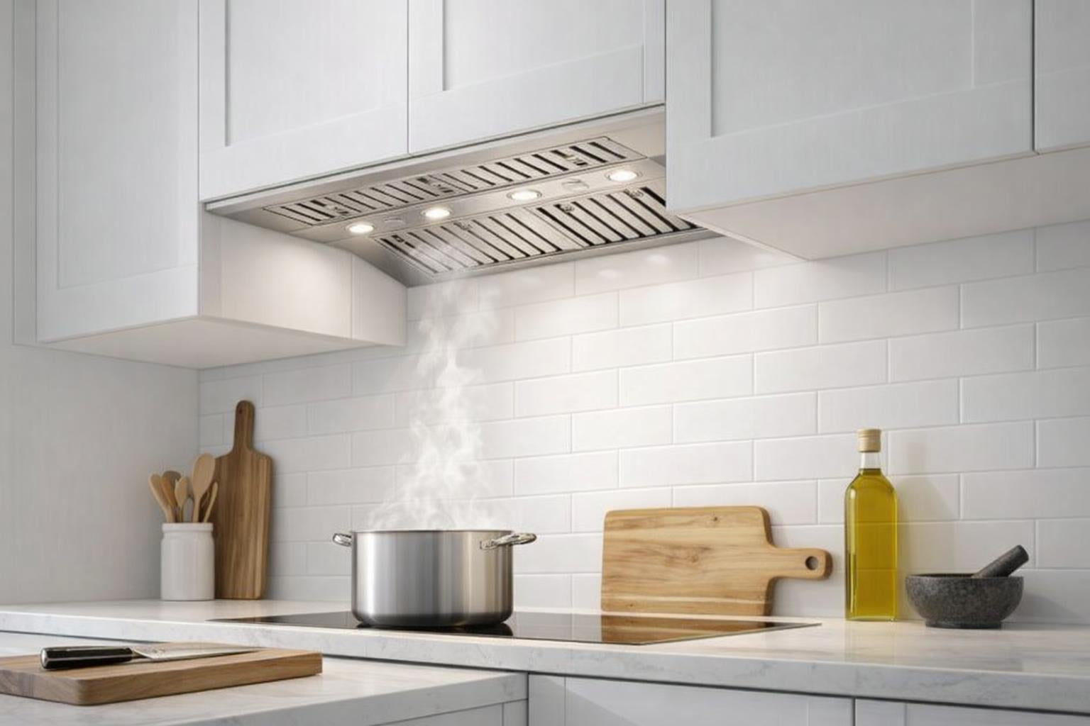 Forno Altilia 36-Inch Insert Range Hood, Stainless Steel, LED Lighting, Baffle Filters - Forno Appliances