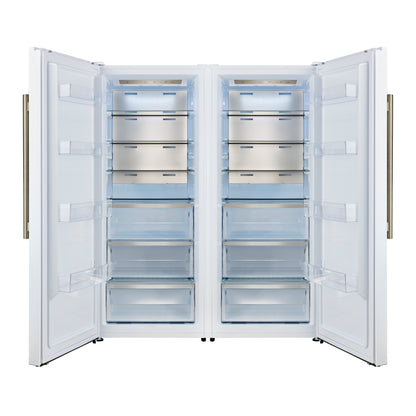 Refrigerador/congelador convertible Forno Maderno de 2 puertas, 28 pulgadas de ancho, blanco, molduras decorativas, 27.2 pies cúbicos, 84 pulgadas de alto, certificación ENERGY STAR