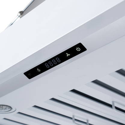Valente 36" Range Hood in White with 427 CFM, 3 speeds, Dishwasher safe Baffle filters, LED Lights and Remote Control - Forno Appliances