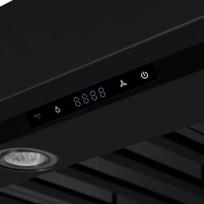Valente 48" Range Hood in Black with 304 CFM, 3 speeds, Dishwasher safe Baffle filters, LED Lights and Remote Control - Forno Appliances