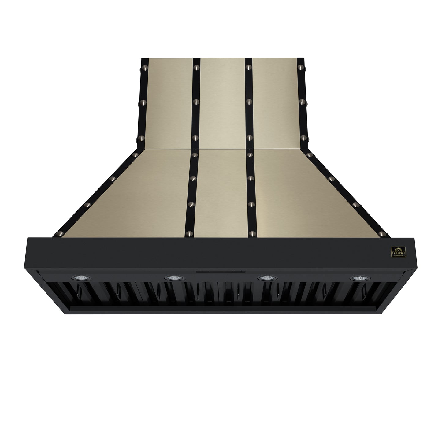 Valente 48" Range Hood in Black with 304 CFM, 3 speeds, Dishwasher safe Baffle filters, LED Lights and Remote Control - Forno Appliances