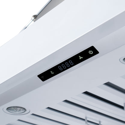 Valente 48" Range Hood in White with 304 CFM, 3 speeds, Dishwasher safe Baffle filters, LED Lights and Remote Control - Forno Appliances