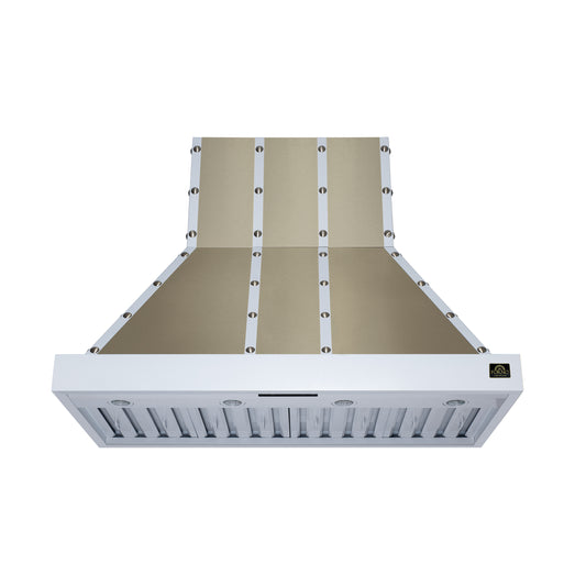 Valente 48" Range Hood in White with 304 CFM, 3 speeds, Dishwasher safe Baffle filters, LED Lights and Remote Control