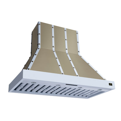 Valente 48" Range Hood in White with 304 CFM, 3 speeds, Dishwasher safe Baffle filters, LED Lights and Remote Control - Forno Appliances