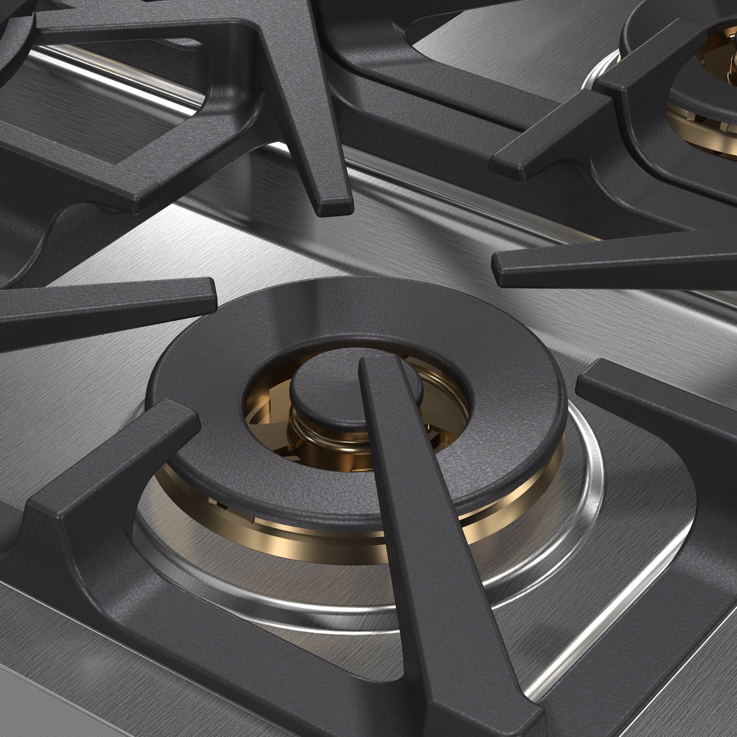 Estufa a gas Forno Spezia Alta Qualita de 36 pulgadas, estilo profesional, de acero inoxidable, con 6 quemadores sellados, rejillas continuas de hierro fundido y alta potencia térmica.