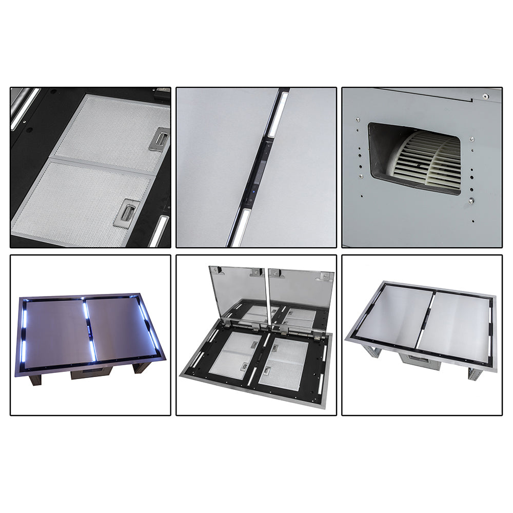 Campana extractora empotrada de techo FORNO Arezzo de 44 pulgadas, motores dobles, 1200 CFM, filtros híbridos, control remoto