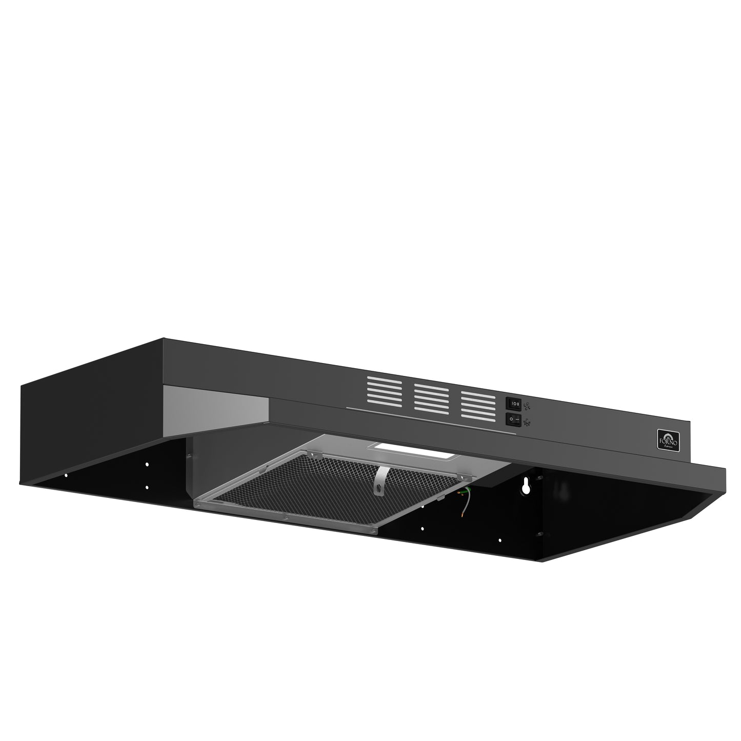 Campana extractora Forno Cappa de 30 pulgadas para debajo del gabinete, color negro, 200 CFM, convertible, iluminación LED