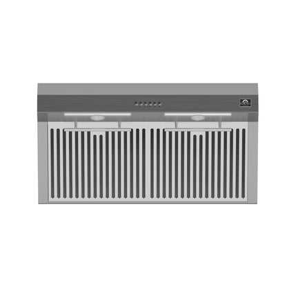 Hotte de cuisinière sous armoire Forno Bari Espresso de 30 pouces, acier inoxydable, 600 pi³/min, éclairage DEL, filtres à chicane lavables au lave-vaisselle, ventilateur à 3 vitesses