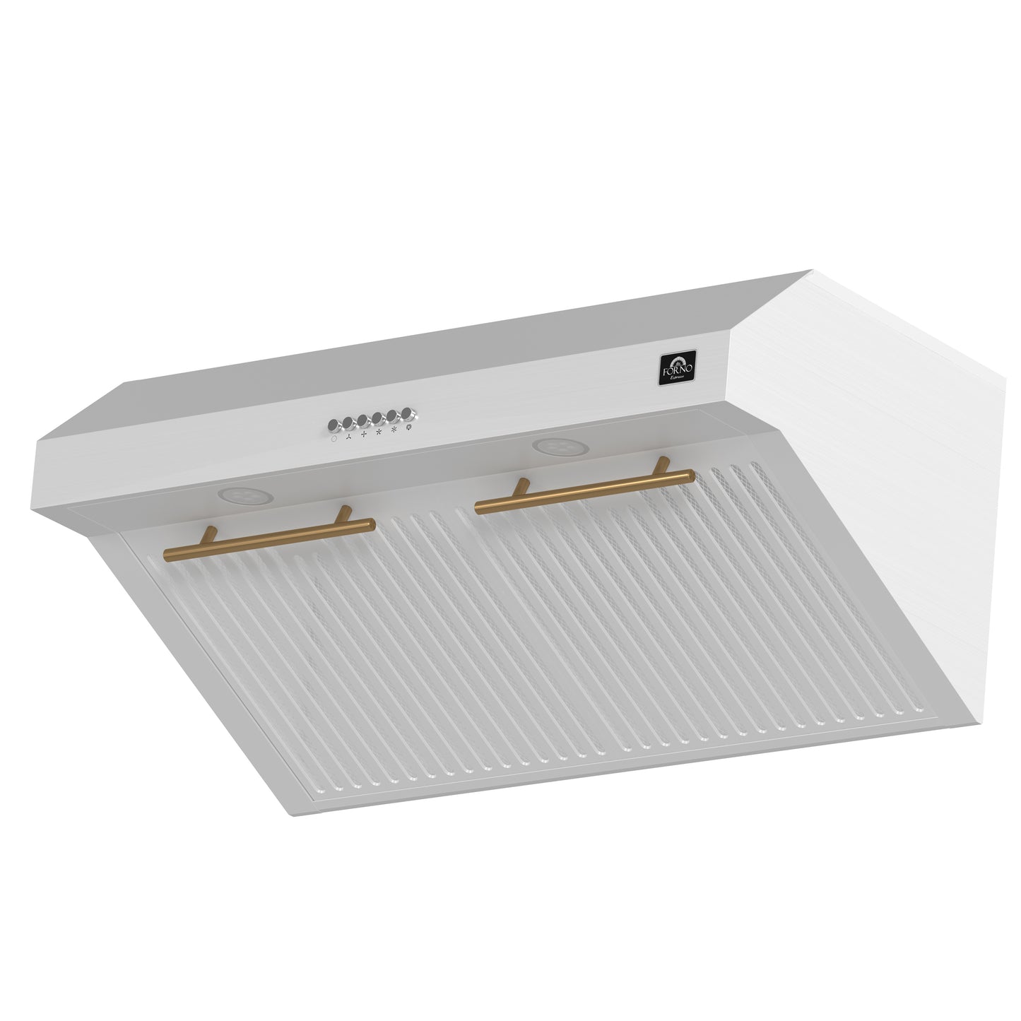 Campana extractora Forno Bari Espresso de 30 pulgadas, color blanco, 600 CFM, iluminación LED, filtros deflectores aptos para lavavajillas, control de ventilador de 3 velocidades