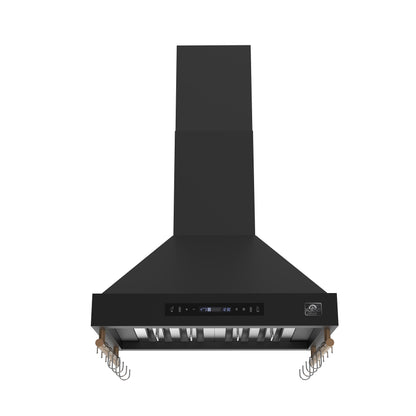 Campana extractora de pared Forno Venezia de 30 pulgadas en color negro con controles táctiles y filtros deflectores