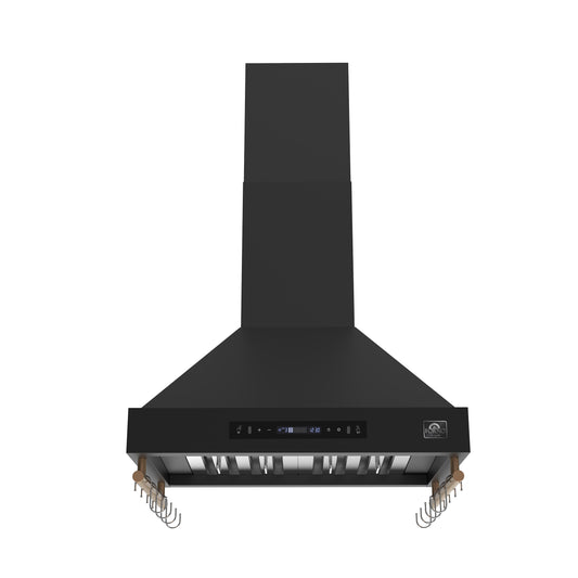 Campana extractora de pared Forno Venezia de 30 pulgadas en color negro con controles táctiles y filtros deflectores