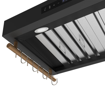 Campana extractora de pared Forno Venezia de 30 pulgadas en color negro con controles táctiles y filtros deflectores